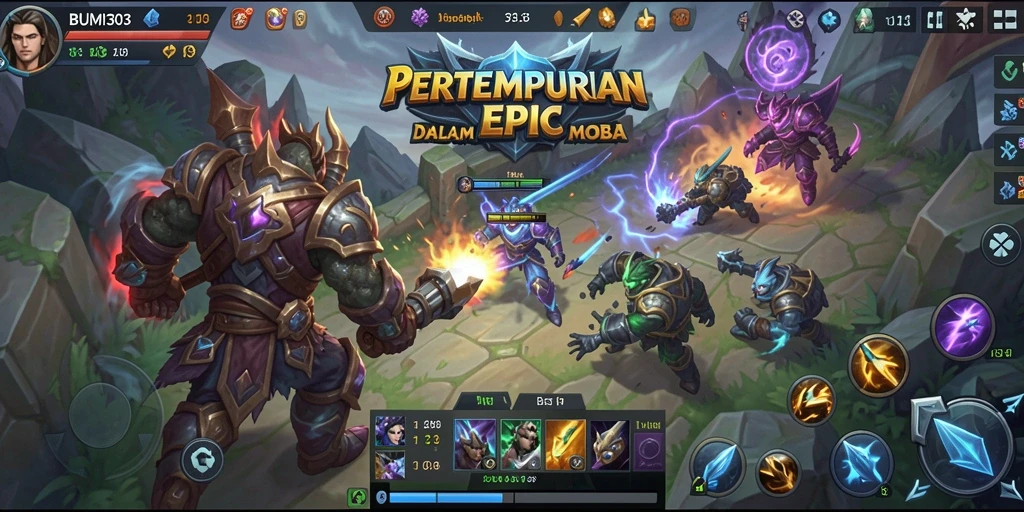 Tampilan gameplay seru dalam BUMI303 dengan karakter bertarung.