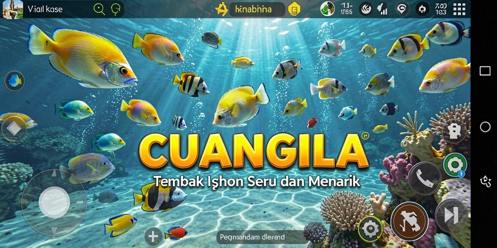 Tampilan gameplay CUANGILA menampilkan aksi tembak ikan yang seru.