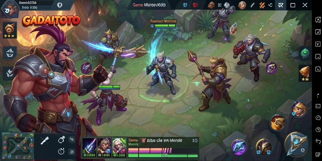 Screenshot GADAITOTO menampilkan aksi seru di arena pertempuran MOBA.