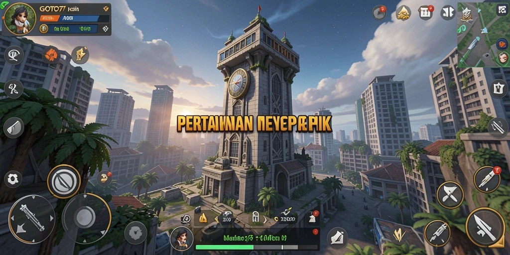Tampilan menara dalam aksi saat menghadapi gelombang musuh.