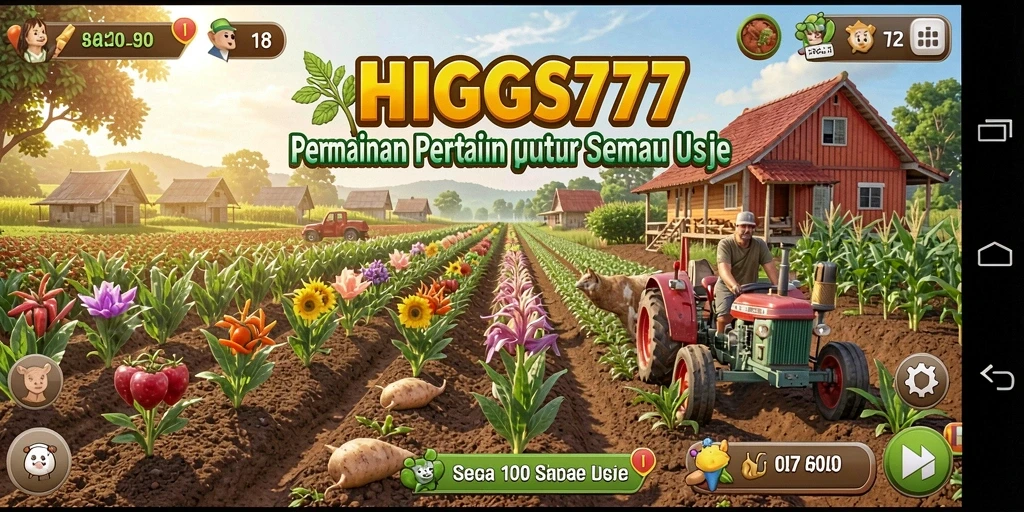 Tampilan gameplay HIGGS777 yang menarik dengan aktivitas bertani.