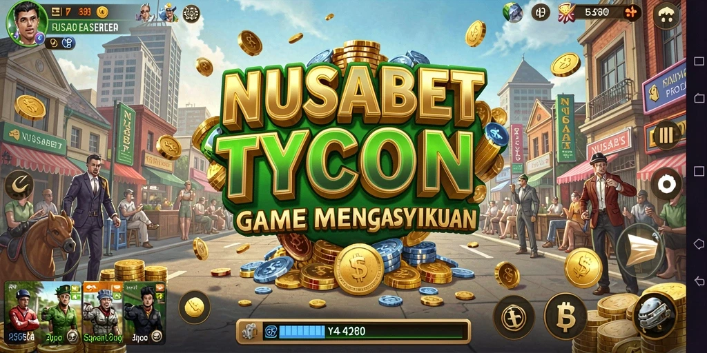 Gambaran gameplay NUSABET dengan elemen manajemen Tycoon.