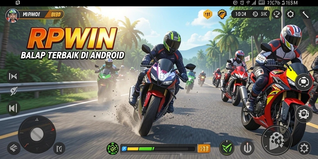 Gameplay seru balap motor RPWIN yang mendebarkan.