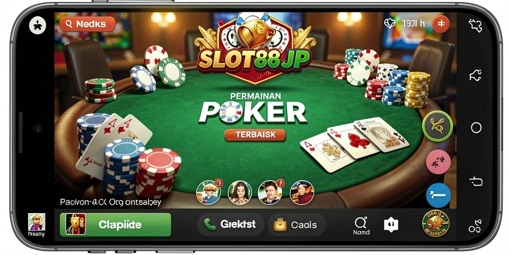 Tampilan gameplay poker yang menarik dan interaktif di SLOT88JP.