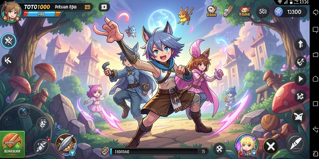Screenshot TOTO1000 menampilkan pertarungan karakter anime yang intens.